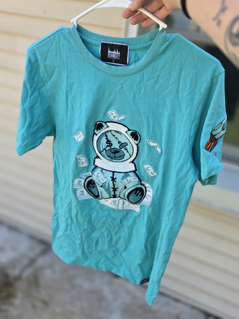 Teal Teddy Graphic Tee Streetwear
